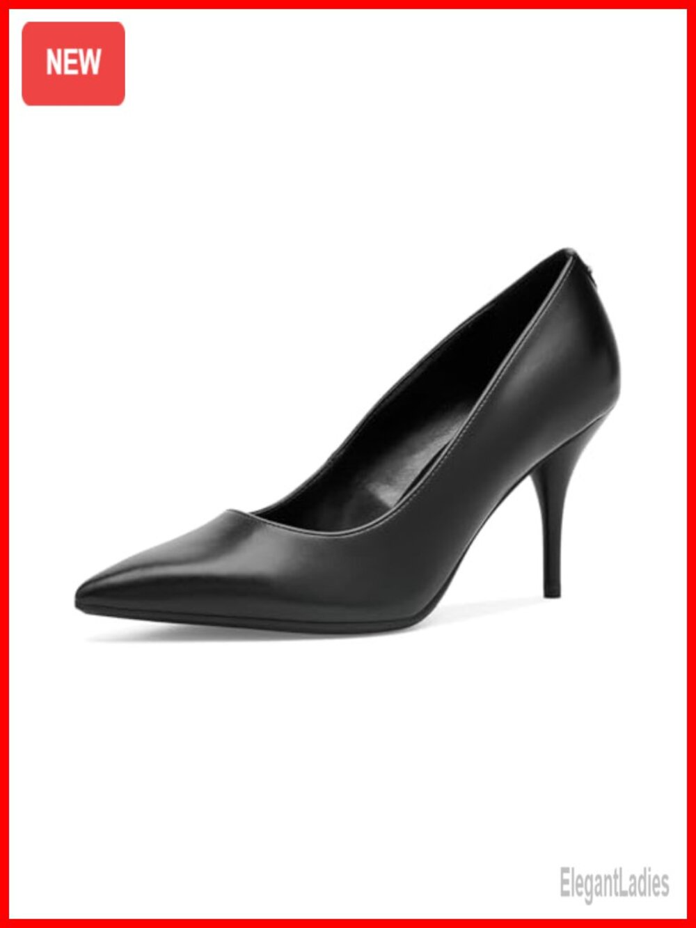 Faux Leather Stiletto Pointed Toe Dress Pumps Slip-On Heels
